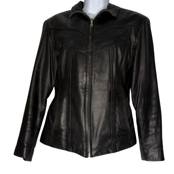 Maxima Women’s Vintage Black Genuine Leather Jacket, 4 Pockets, SZ: S - Picture 1 of 9